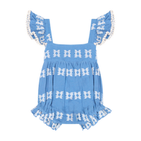 Chloe baby romper sky white embroidery