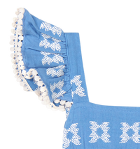 Chloe baby romper sky white embroidery