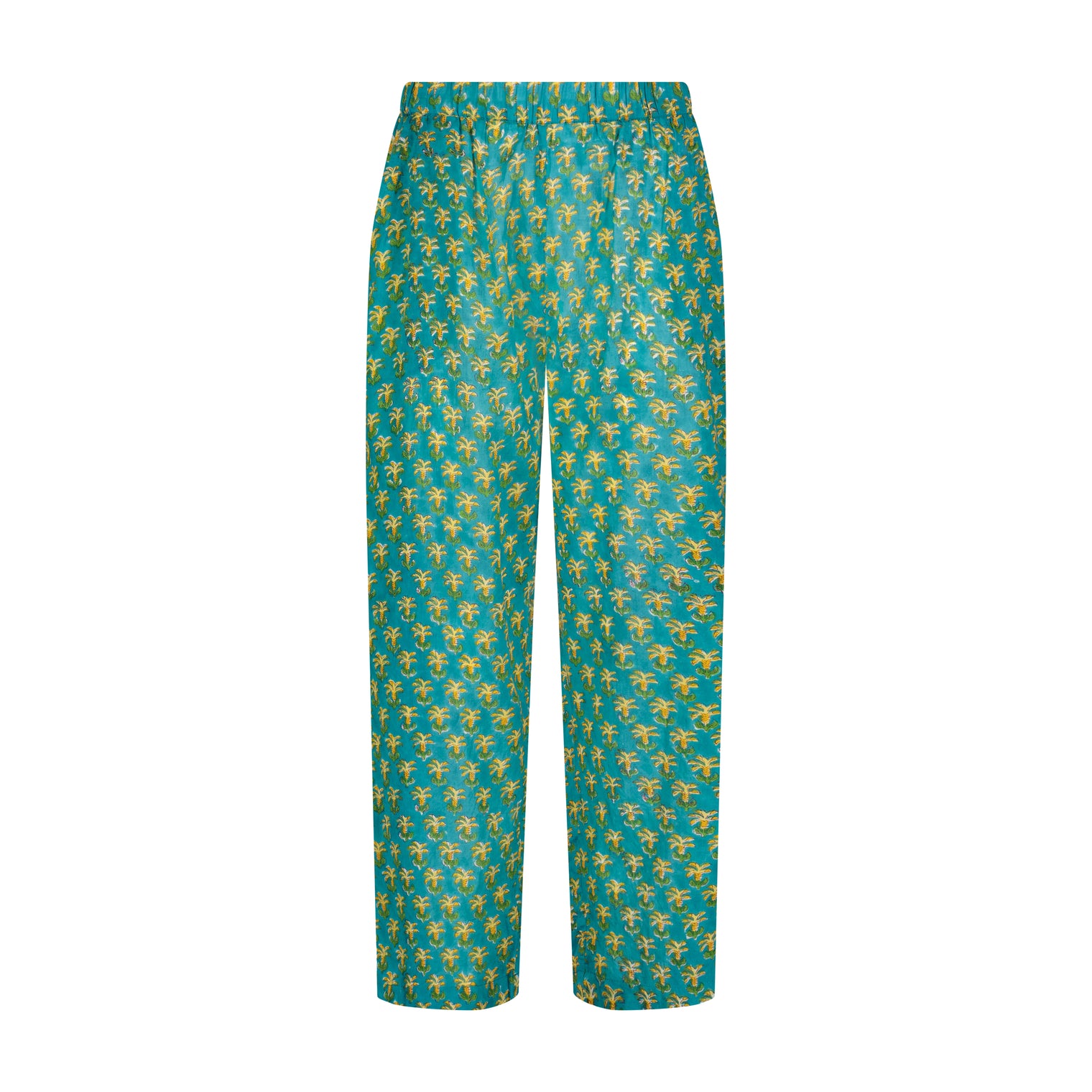 Clementine Womens Top & Pant Set Green Palm