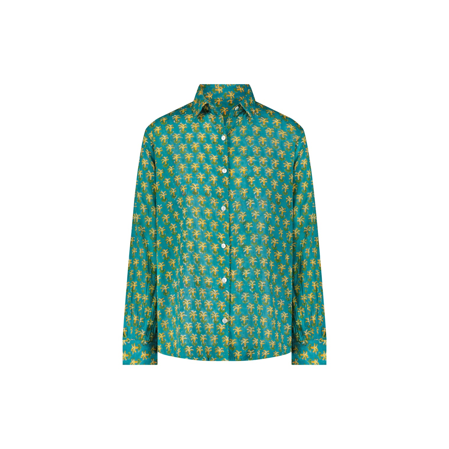 Clementine Womens Top & Pant Set Green Palm