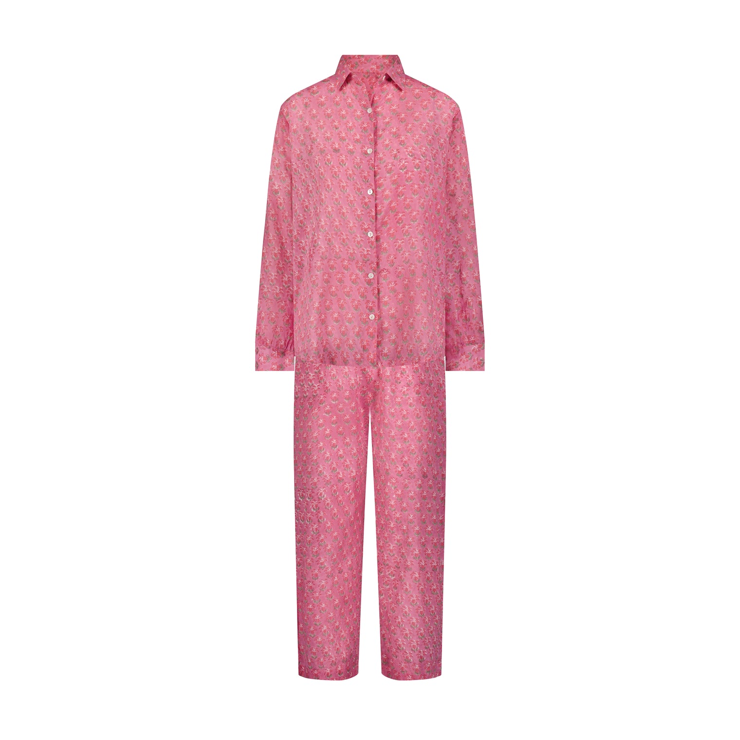 Clementine Womens Top & Pant Set Pink Palm