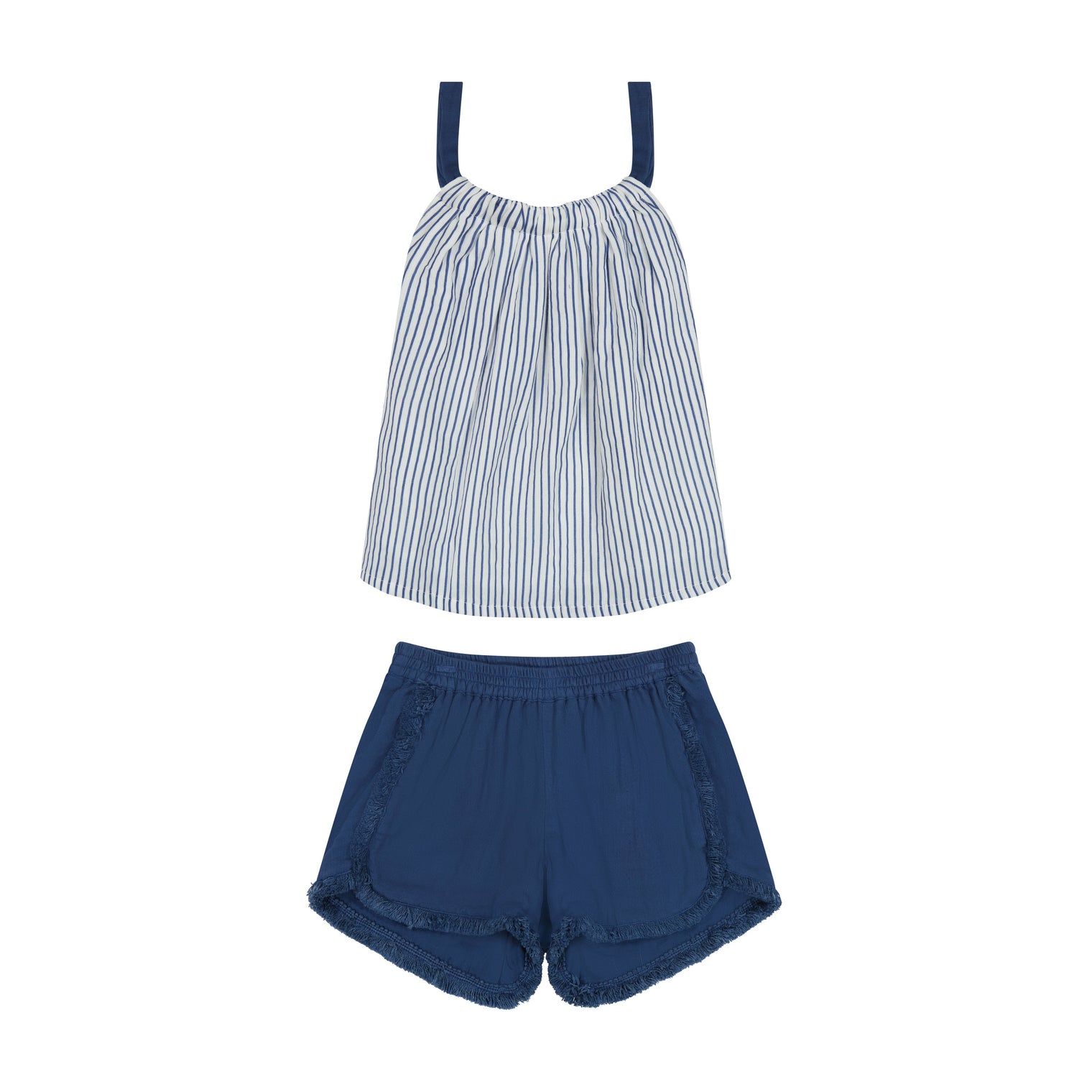 Colette Girl's Top And Short Set Marine Stripe