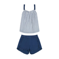 Colette Girl's Top And Short Set Marine Stripe