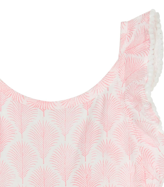 Daphne Girl's Flutter Sleeve Dress Pink Feather