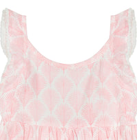 Daphne Girl's Flutter Sleeve Dress Pink Feather