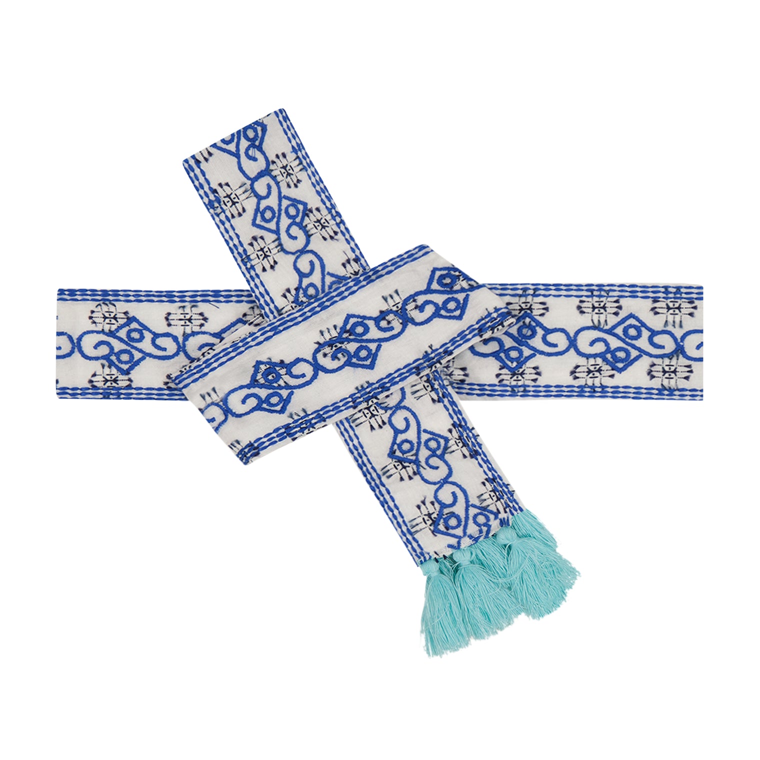 Embroidery Belt Navy Aqua Doby