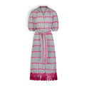 Mer St Barth Estelle Women's Fringed Shirtdress Marine Stripe Embroidery