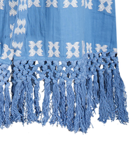 Estelle Womens Fringed Shirtdress Sky White Embroidery