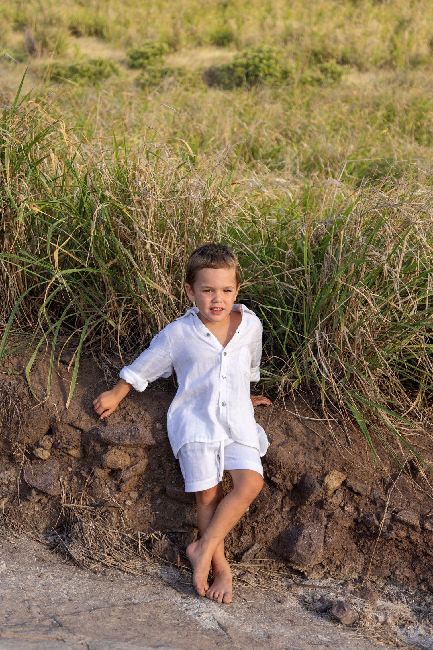 Remi Boy's Button Front Shirt White