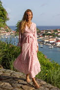 Mer St Barth Genevieve Women's Ruffle Wrap Dress Shell Beach Pink