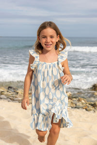 Mini Eva Girls Dress Sky Blue Ikat