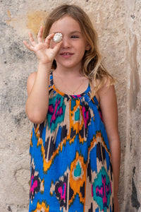 Mini Chantal Girls Dress Fiesta Blue Ikat