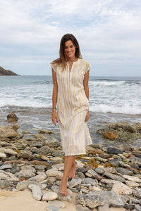 Noa Women's Maxi Caftan Gold Lurex Stripe