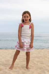 Louisa Girls Top and Skirt Set Petal Embroidery