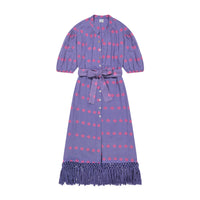 Estelle Women's Fringed Shirtdress Periwinkle Embroidery