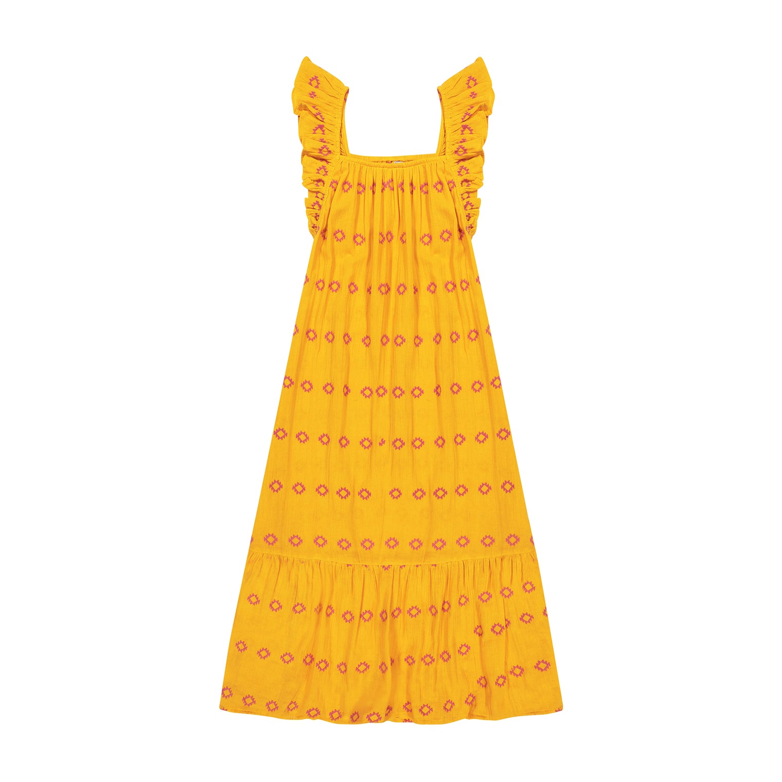 Eva Women's Ruffle Sundress Marigold Embroidery