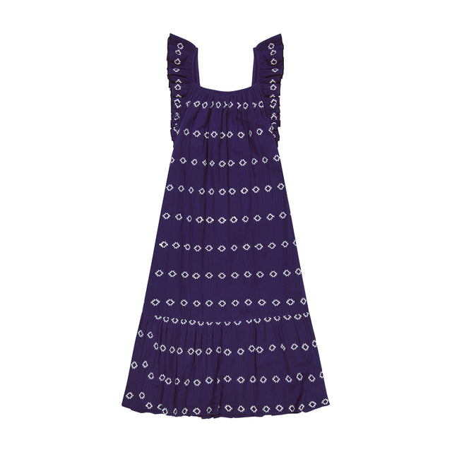 Eva Women's Ruffle Sundress Navy Embroidery