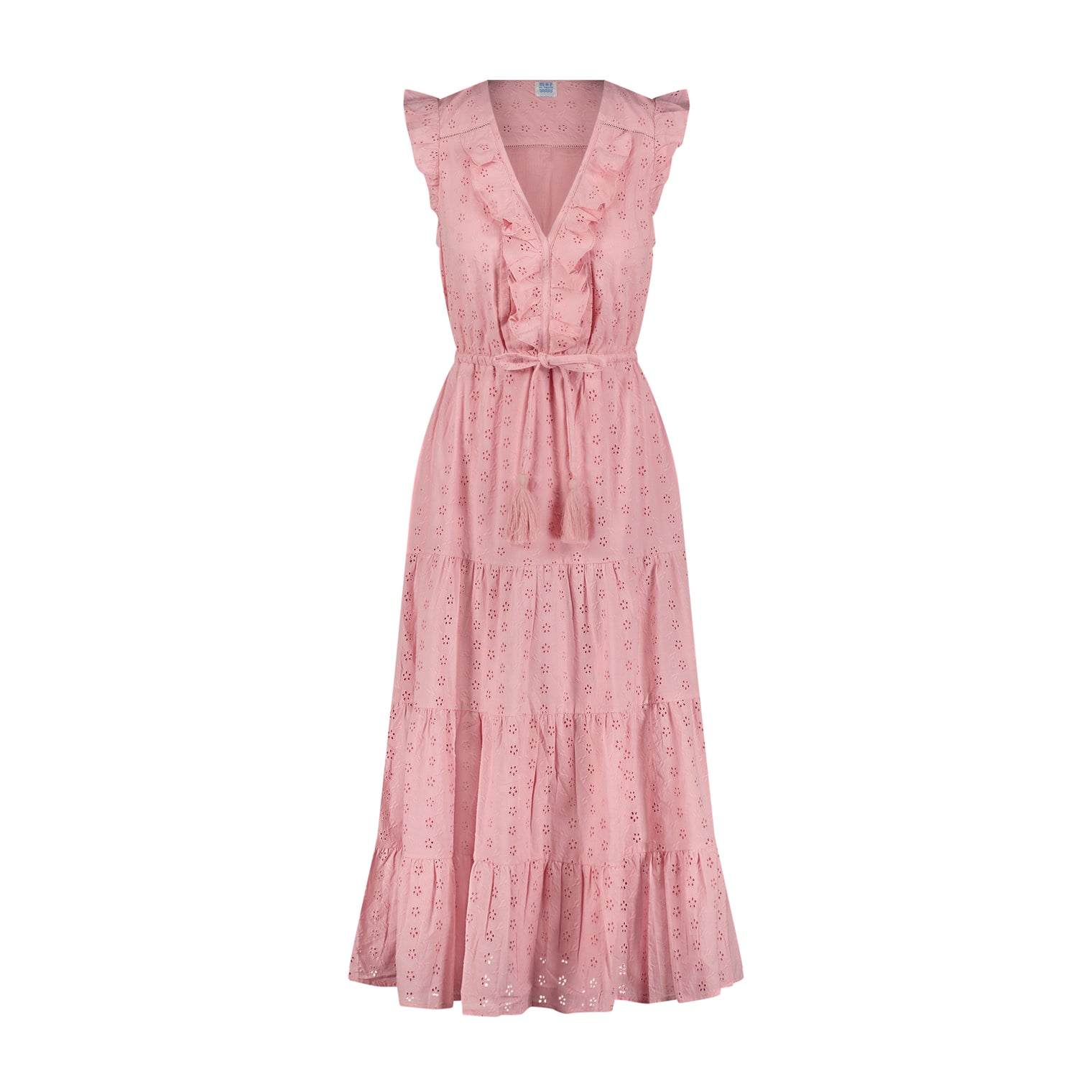 Giselle Womens Maxi Dress Blush Pink Eyelet
