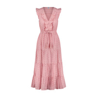 Giselle Womens Maxi Dress Blush Pink Eyelet