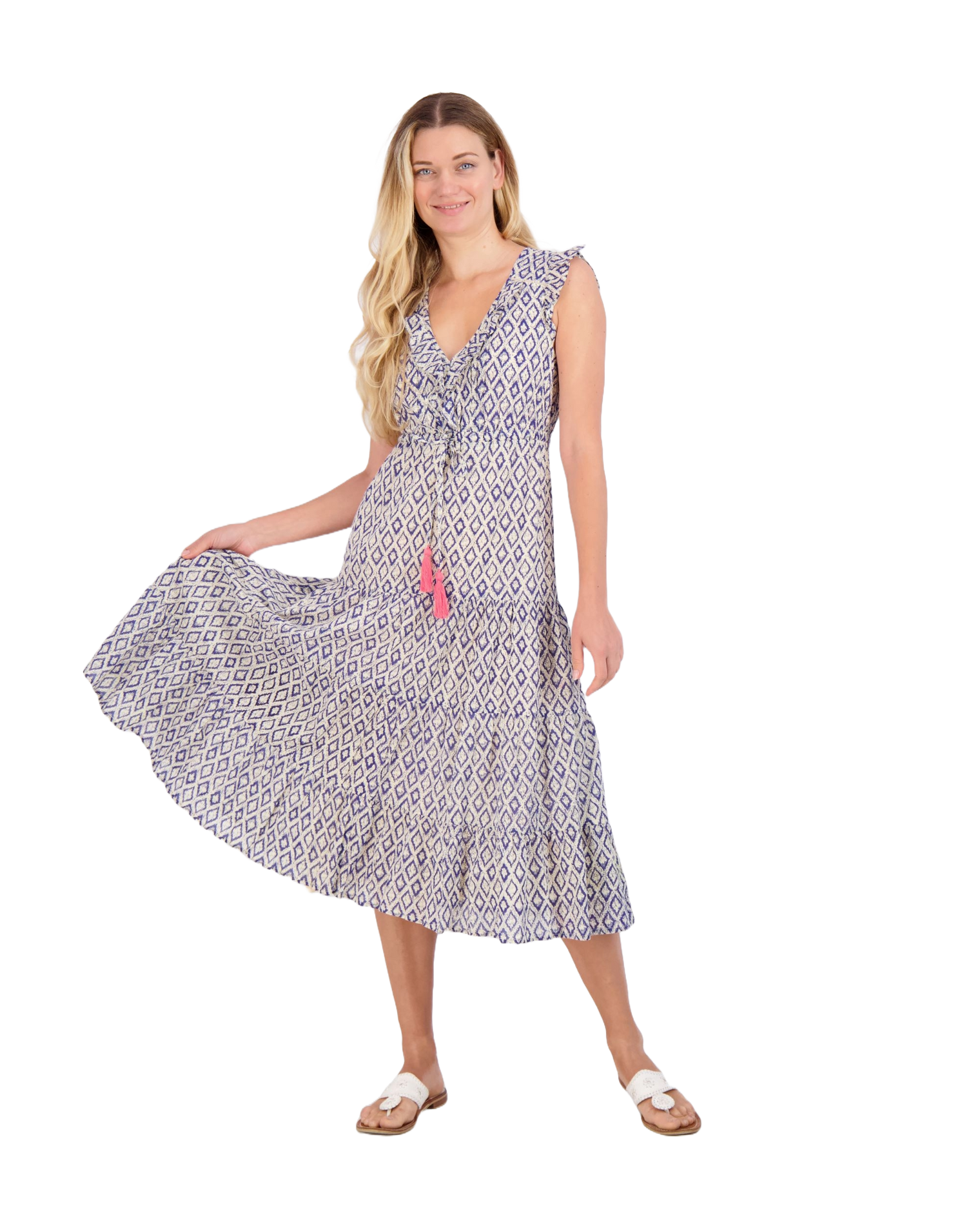 Giselle Women's Maxi Dress Navy Ikat