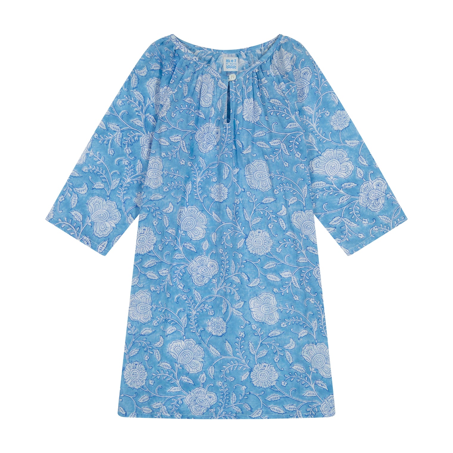 Girl's "Le Reve" St Barth Caftan Blue Floral