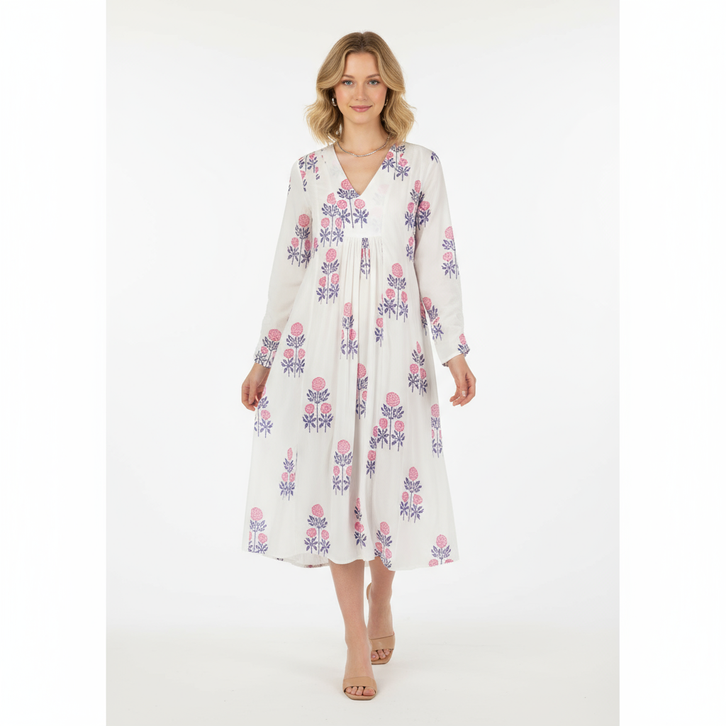 St Barth Women's Kaftan Peony Block Print