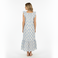 Eva Womens Dress Sky Blue Ikat