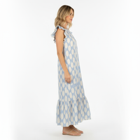 Eva Womens Dress Sky Blue Ikat