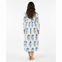 St Barth Women's Kaftan Blue Lotus Block Print