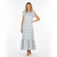 Eva Womens Dress Sky Blue Ikat
