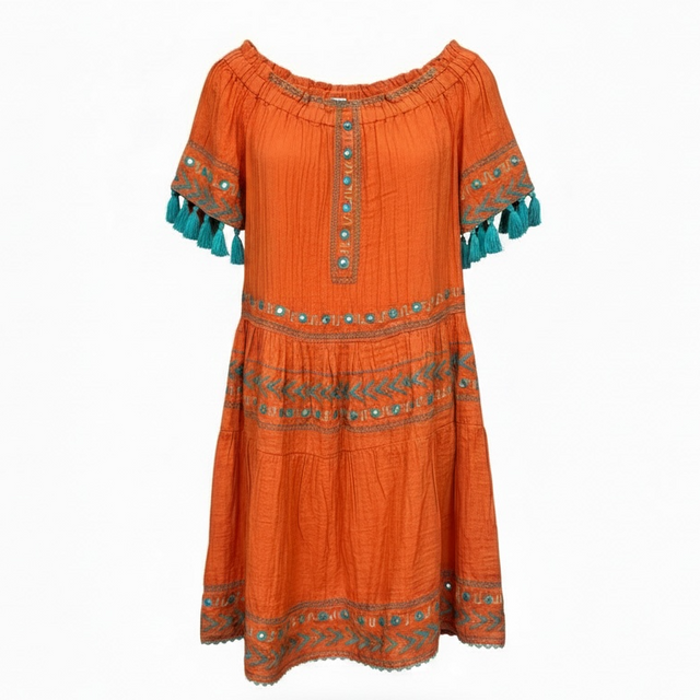 Mer St Barth Suri Women's Dress Marigold Embroidery