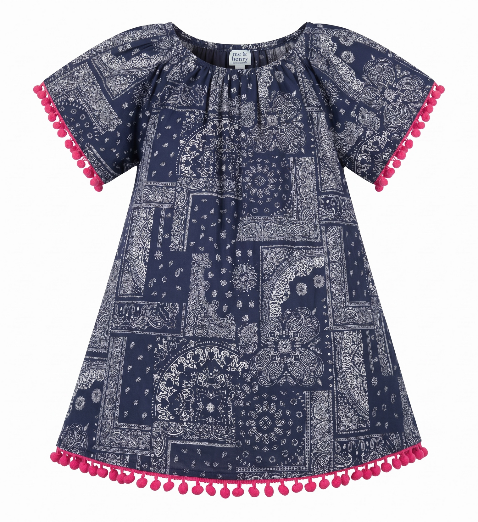 Pre-Order Mini Capucine Girls' Kaftan Patchwork Bandana Navy