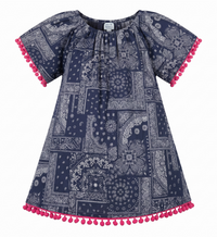 Pre-Order Mini Capucine Girls' Kaftan Patchwork Bandana Navy