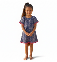 Pre-Order Mini Capucine Girls' Kaftan Patchwork Bandana Navy