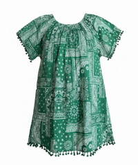 Pre-Order Mini Capucine Girls' Kaftan Patchwork Bandana Green