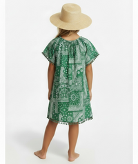 Pre-Order Mini Capucine Girls' Kaftan Patchwork Bandana Green