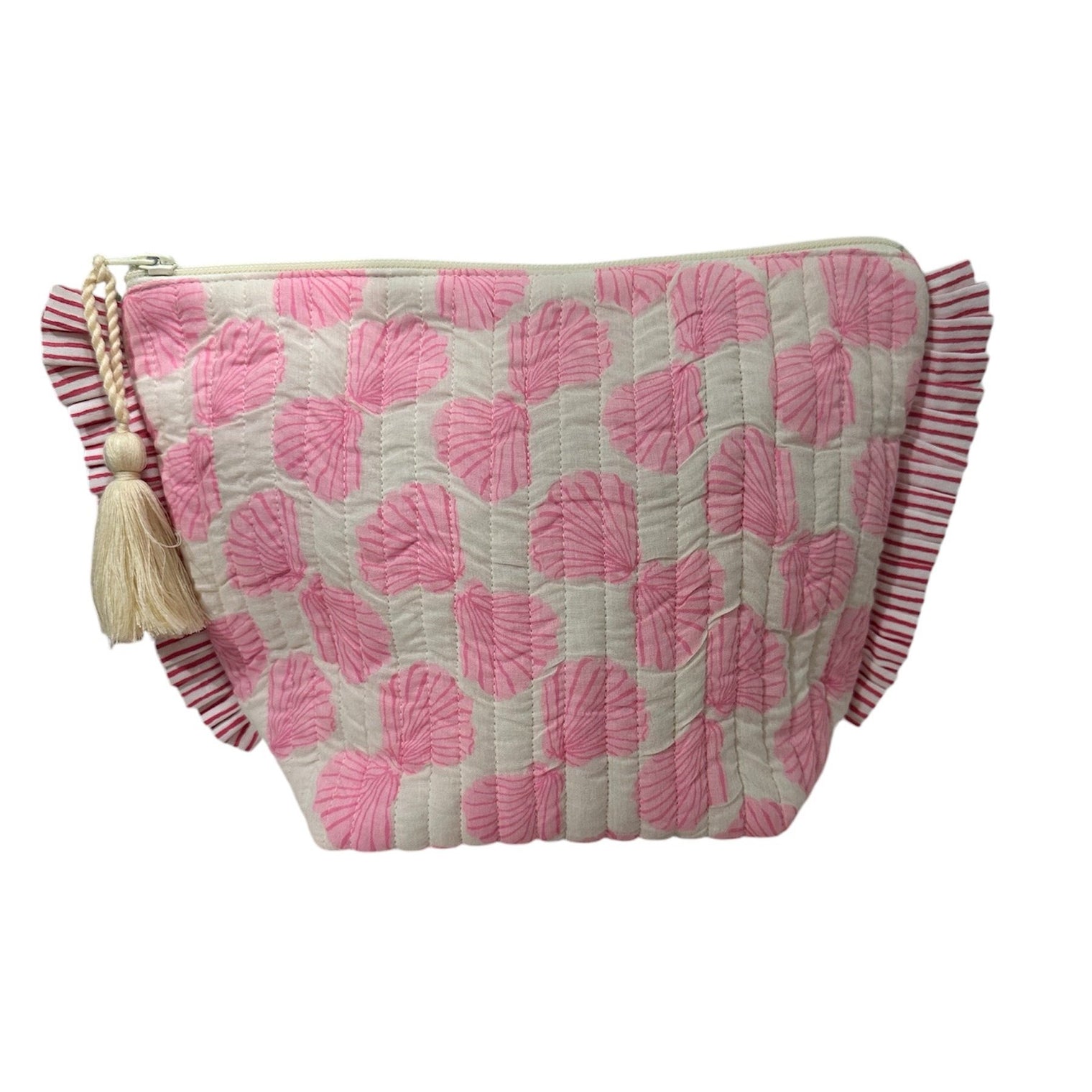 La Plage Ruffle Pouch Shell Beach Pink