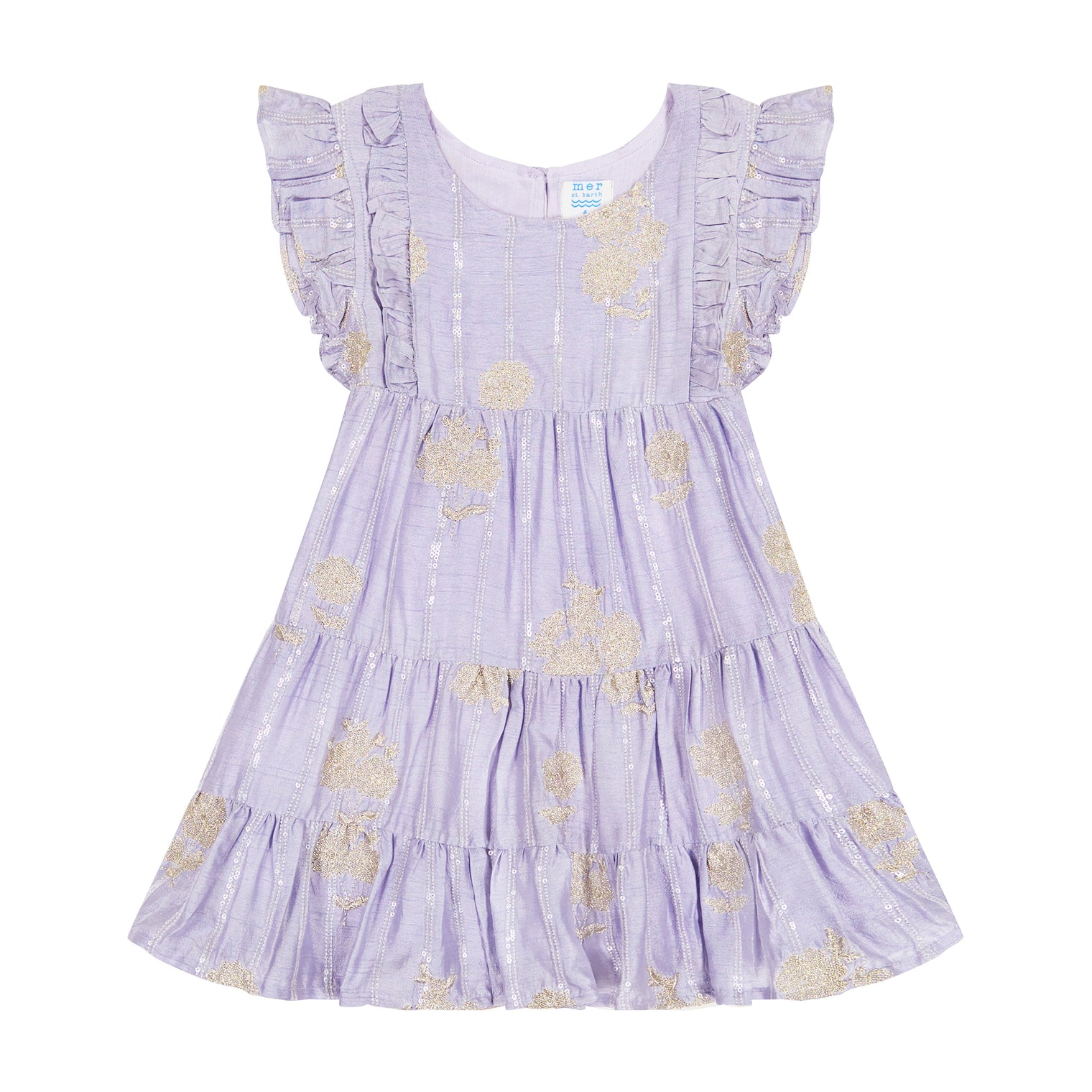 Mer St Barth LUXE Sophie Girls' Tassel Dress Lavendar Silk Dupioni