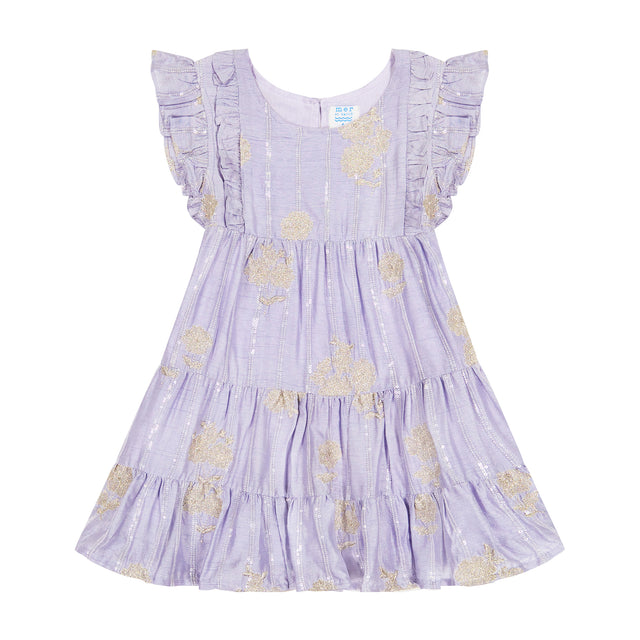 Mer St Barth LUXE Sophie Girls' Tassel Dress Lavendar Silk Dupioni