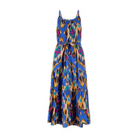 Sabine Womens Maxi Dress Fiesta Blue Ikat