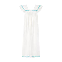 Maxi Sandrine Womens Dress Aqua Floral Embroidery