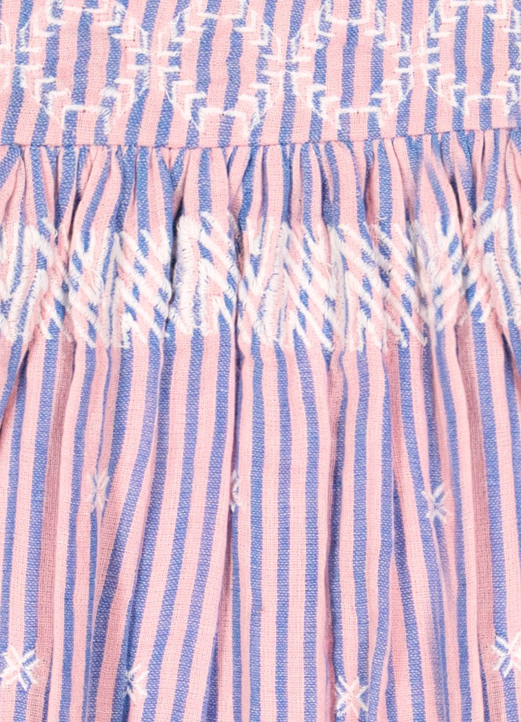 Serena Girl's Tassel Dress Pink Blue Stripe
