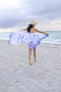 Cotton Saline Pareo Rose Blue Shibori