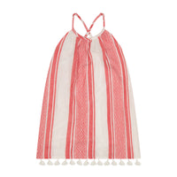 Mini Chantal Girls Dress Red Dobby Stripe