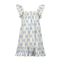 Mini Eva Girls Dress Sky Blue Ikat