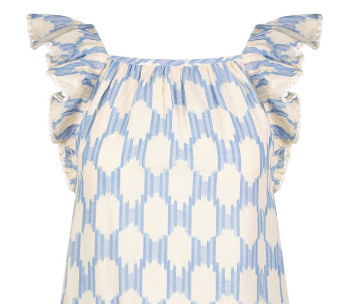 Eva Womens Dress Sky Blue Ikat