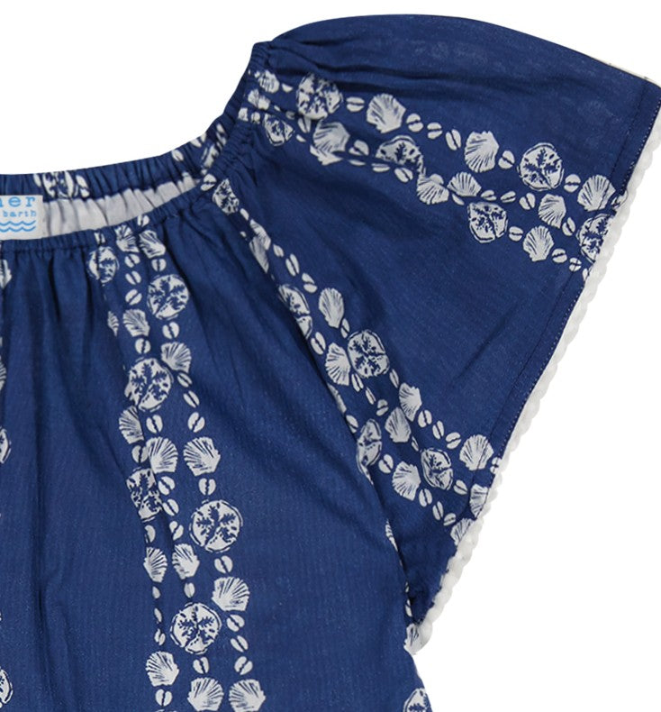 Mini Capucine Girls Coverup Navy Seashells
