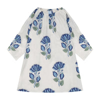 St Barth Girls Kaftan Blue Lotus Block Print