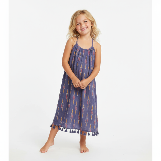 Mini Chantal Girls Dress Chambray Ikat
