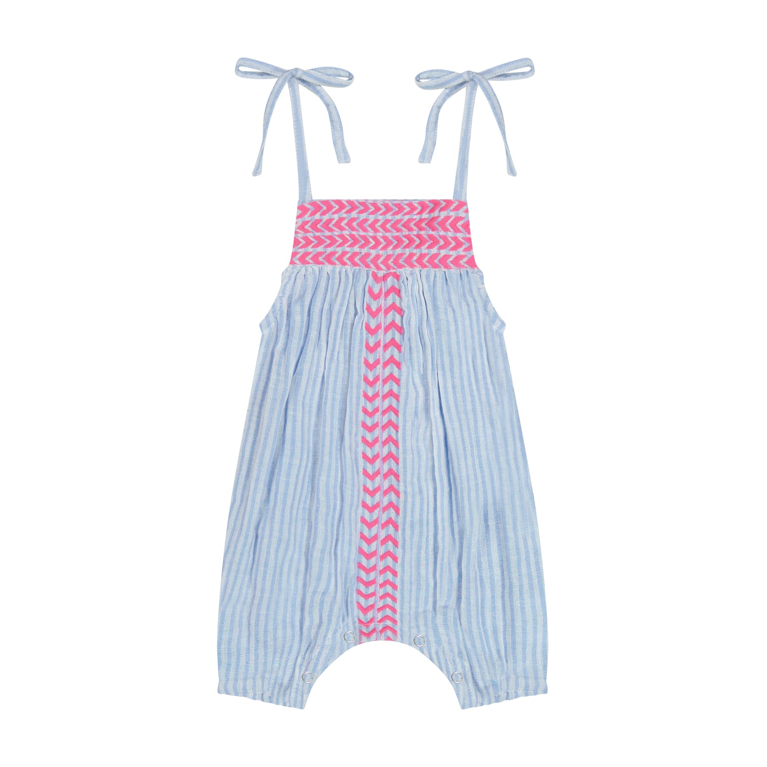 Marley Baby Romper Sea Stripe Embroidery